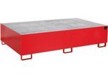 Regalwanne Typ RW/GR 2200-2, mit Gitterrost, rot RAL3000