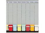 FRANKEN T-Kartentafel 7-Tage Wochenplaner, 47,4 x 49 cm, 7 Träger + 1 Index, 20 Schlitze, PV1020