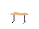 Schäfer Shop Select Besprechungstisch Planova Basic, Halbkreis, T-Fuß, B 1400 x T 1000 x H 717 mm, Buche/weißaluminium RAL 9006