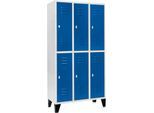Schäfer Shop Select Kleiderspind, mit 3 x 2 Abteilen, 300 mm, mit Füßen, Drehriegelverschluss, Tür enzianblau