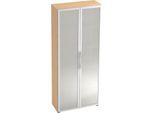 Glastürenschrank TARA, 5 Ordnerhöhen, B 800 x T 346 x H 1880 mm, Ahorn-Dekor