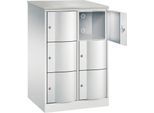 C+P Schließfachschrank Resisto, 2 Abteile, 6 Fächer, B 772 x T 640 x H 1255 mm, Lichtgrau