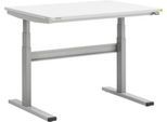 Treston TED Arbeitstisch M900 ESD, B 1100 x T 800 mm, elektrisch höhenverstellbar, T-Fuß, hellgrau RAL 7035