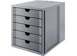 Schubladenbox SYSTEMBOX KARMA, 5 geschlossene Schubladen, DIN A4, leichtlaufend, B 274 x T 330 x H 320 mm, grau