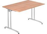 Schreibtisch TARA, C-Fuß, Rechteck, B 1200 x T 800 x H 720 mm, Nussbaum-Dekor