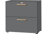Schäfer Shop Select Hängeregistraturschrank Start Off Wood, 2 OH, Durchfassgriffe, B 800 x T 420 x H 788 mm, Holz, graphit