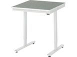 Rau Arbeitstisch Adlatus, elektrisch höhenverstellbar, 25 mm Spanplatte, Linoleumbelag, 150 kg, B 750 x T 800 x H 720-1120 mm, hellgrau/lichtgrau