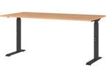 Schreibtisch Agenda Home, mechanisch höhenverstellbar, B 1600 x T 800 x H 680-910 mm, Grandson-Eiche/Schwarz