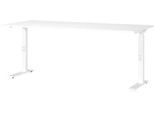 Schreibtisch Porto, mechanisch höheneinstellbar, C-Fuß, B 1800 x T 800 x H 680-910 mm, weiß/weiß