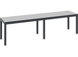 Umkleidebank Basic Plus, für Feuchträume, ohne Rückenlehne, 6-Fußgestell schwarzgrau RAL 7021, ohne Schuhrost, B 1500 mm, Dekor silbergrau