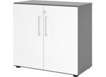 Schränke Breno, 2 OH, abschließbar, 28 kg je Boden, B 800 x T 420 x H 748 mm, graphit/weiß
