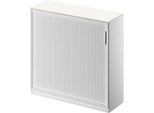 Schäfer Shop Genius Querrollladenschrank TETRIS SOLID, 3 OH, B 1200 x T 415 x H 1170 mm, mit Böden und Abdeckplatte, weiß/weißalu