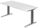 Schreibtisch TOPAS LINE, manuell höheneinstellbar, B 1800 mm, weiß/graphit/alu poliert