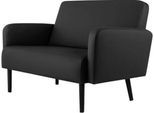 Zweisitzer Sofa meet by Paperflow LISBOA, desinfektionsmittelbeständiger Kunstlederbezug schwarz, Fußgestell schwarz, B 1240 x T 815 x H 830 mm