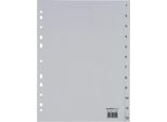 Schäfer Shop Select Ordnerregister, für DIN A4, numerisch, 12 Fächer, Polypropylen, grau