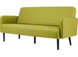 Dreisitzer Sofa meet by Paperflow LISBOA, desinfektionsmittelbeständiger Kunstlederbezug grün, Fußgestell schwarz, B 1760 x T 815 x H 830 mm