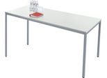 Schäfer Shop Pure Stahlrohrtisch, Rechteck, Quadratrohrfuß, B 1600 x T 800 x H 720 mm, lichtgrau/weißaluminium