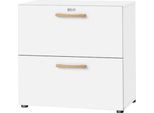 Schäfer Shop Select Hängeregistraturschrank Start Off Wood, 2 OH, Durchfassgriffe, B 800 x T 420 x H 788 mm, Holz, weiß