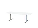 Schäfer Shop Select Besprechungstisch Planova Basic, Rechteck, T-Fuß, B 2000 x T 800 x H 717 mm, weiß/weißaluminium RAL 9006