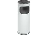 Kombi-Ascher VAR, rund, 17 l, für Innen & Außen, mit Sieb & Kantenschutz, Ø 250 x H 610 mm, Stahlblech, weiß