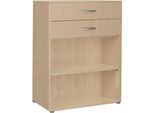 Regal PALENQUE, 3 OH, 2 Schübe oben, 1 Boden, B 800 x T 400 x H 1104 mm, Ahorn