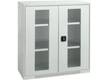Schäfer Shop Genius Sichttürschrank FS, Stahl, mit Belüftungslöchern, B 1055 x T 420 x H 1105 mm, 3 OH, lichtgrau/lichtgrau, bis 450 kg