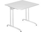 Schreibtisch TARA, C-Fuß, Rechteck, B 800 x T 800 x H 720 mm, lichtgrau