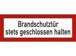 moedel Warnschild „Brandschutztür stets geschlossen halten“, DIN 4066, selbstklebend, L 105 x B 297 mm, Folie, rot