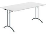 Schäfer Shop Select Klapptisch, Rechteck, Doppel-T-Fußgestell, Spezial-Klappbeschlag & Bodenausgleich, B 1600 x T 800 x H 720 mm, lichtgrau/anthrazit