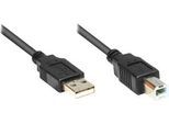 Anschlusskabel USB 2.0 Stecker A/B, 5 m, schwarz
