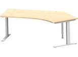 Schäfer Shop Genius Winkelschreibtisch MODENA FLEX 135°, Ansatz rechts, C-Fuß-Rechteckrohr, B 2165 mm, ahorn/weiß
