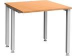 Schäfer Shop Genius Schreibtisch MODENA FLEX, 4-Fuß-Quadratrohr, verkürzte Seitenteile, B 800 mm, buche