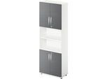 Schäfer Shop Select Kombischrank LOGIN, oben und unten 2 Ordnerhöhen mit Tür, Mitte Regal, B 800 x T 420 x H 2240 mm, weiß/graphit