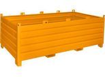 Bauer Sammelbehälter-System SBS 2000, L 1200 x B 2400 x H 850 mm, bis zu 3-fach stapelbar, lackiert, mit Transportwagen, gelborange RAL 2000