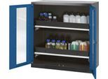 Chemikalienschrank Asecos CS-CLASSIC-G, Flügeltür m. Glasauschnitt, 2 Auszugswannen, 1055x520x1105 mm, enzianblau