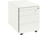 Schäfer Shop Select Rollcontainer 1233, Utensilienauszug + 3 Schubladen, abschließbar, Spanplatte, B 428 x T 600 x H 540 mm, weiß