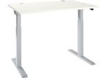 Schäfer Shop Select Schreibtisch ERGO-T 2.0, elektrisch höhenverstellbar, Rechteck, T-Fuß, B 1200 x T 800 x H 715-1205 mm, weiß/weißalu