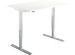 Schreibtisch Start Off, elektrisch höhenverstellbar, Rechteck, T-Fuß, B 1200 x T 800 x H 755-1255 mm, weiß/weißalu