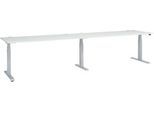 Schäfer Shop Select Schreibtisch ERGO-T 2.0 Big, elektr. höhenverstellbar, Rechteck, T-Fuß, B 3600 x T 800 x H 640-1300 mm, lichtgrau/weißalu