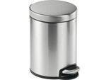 Treteimer Metall rund, Soft Close, 5 Liter, Edelstahl