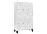 Schäfer Shop Select Kleiderspind, mit 3 x 2 Abteilen, 400 mm, mit Füßen, Zylinderschloss, Tür lichtgrau