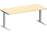 Schäfer Shop Genius Schreibtisch MODENA FLEX, C-Fuß-Rechteckrohr, B 1800 x T 800 mm, Ahorn/weißalu