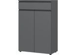 Aktenschrank Aalborg, 1 Schublade, 2 Türen, 2 Fachböden, Möbelgleiter, melaminharzbeschichtet, B 810 x T 400 x H 1200 mm, graphit
