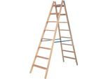 Stehleiter Krause, beidseitig, TRBS 2121-2, mit Eimerhaken, 2 x 8 Stufen/Sprossen, Holz