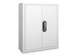 Magazinschrank, 830 mm hoch, 6 Böden, ohne Kästen, mit Türen, lichtgrau