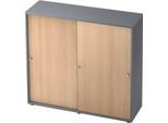 Schiebetürenschrank TOPAS LINE, 3 OH, graphit/Eiche