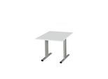 Schäfer Shop Select Besprechungstisch Planova Basic, Quadrat, T-Fuß, B 1000 x T 1000 x H 717 mm, lichtgrau/weißaluminium RAL 9006