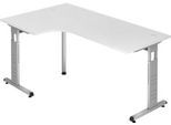 Eckschreibtisch ULM, li. od. rechts, B 2000 x T 1200 x H 650-850 mm, lichtgrau