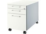 Schäfer Shop Genius Rollcontainer 126, mit Griff eckig, B 435 x H 577 mm, weißalu/weißalu/weiß