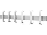 Sicherheitsgarderobe Arosa – 6 Doppelhaken mit Huthaken, B 950 x T 80 x H 190 mm, Stahl, alusilber